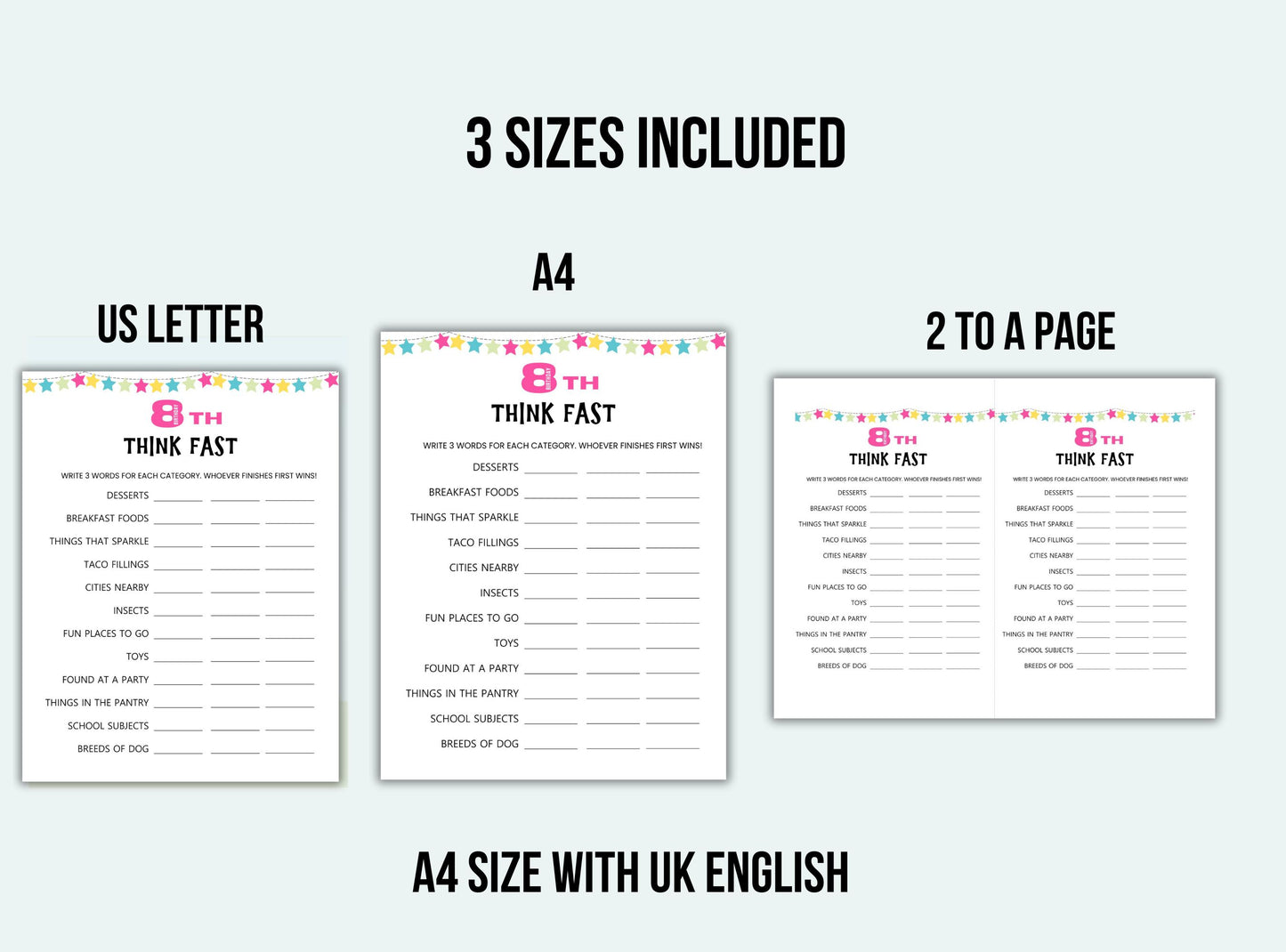 printable 8th birthday party games.