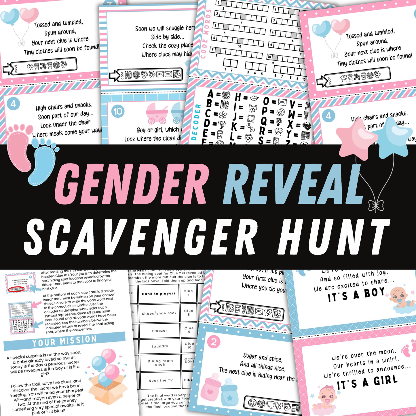 gender reveal scavenger hunt.