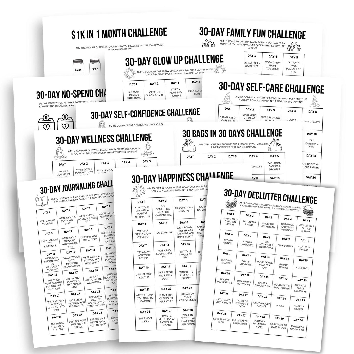 Printable 30-Day Challenge Bundle
