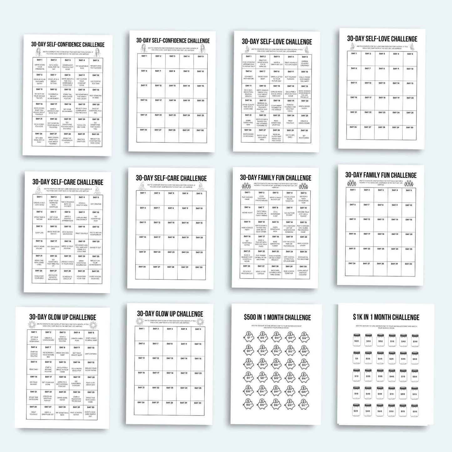 Printable 30-Day Challenge Bundle