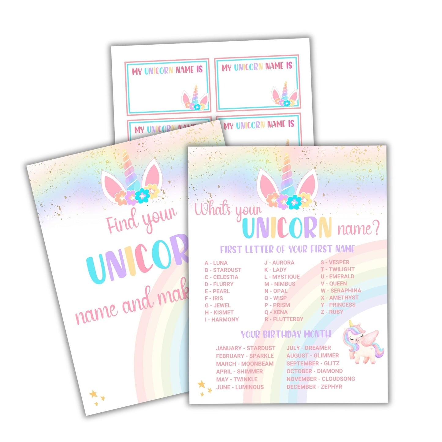 Printable What's Your Unicorn Name