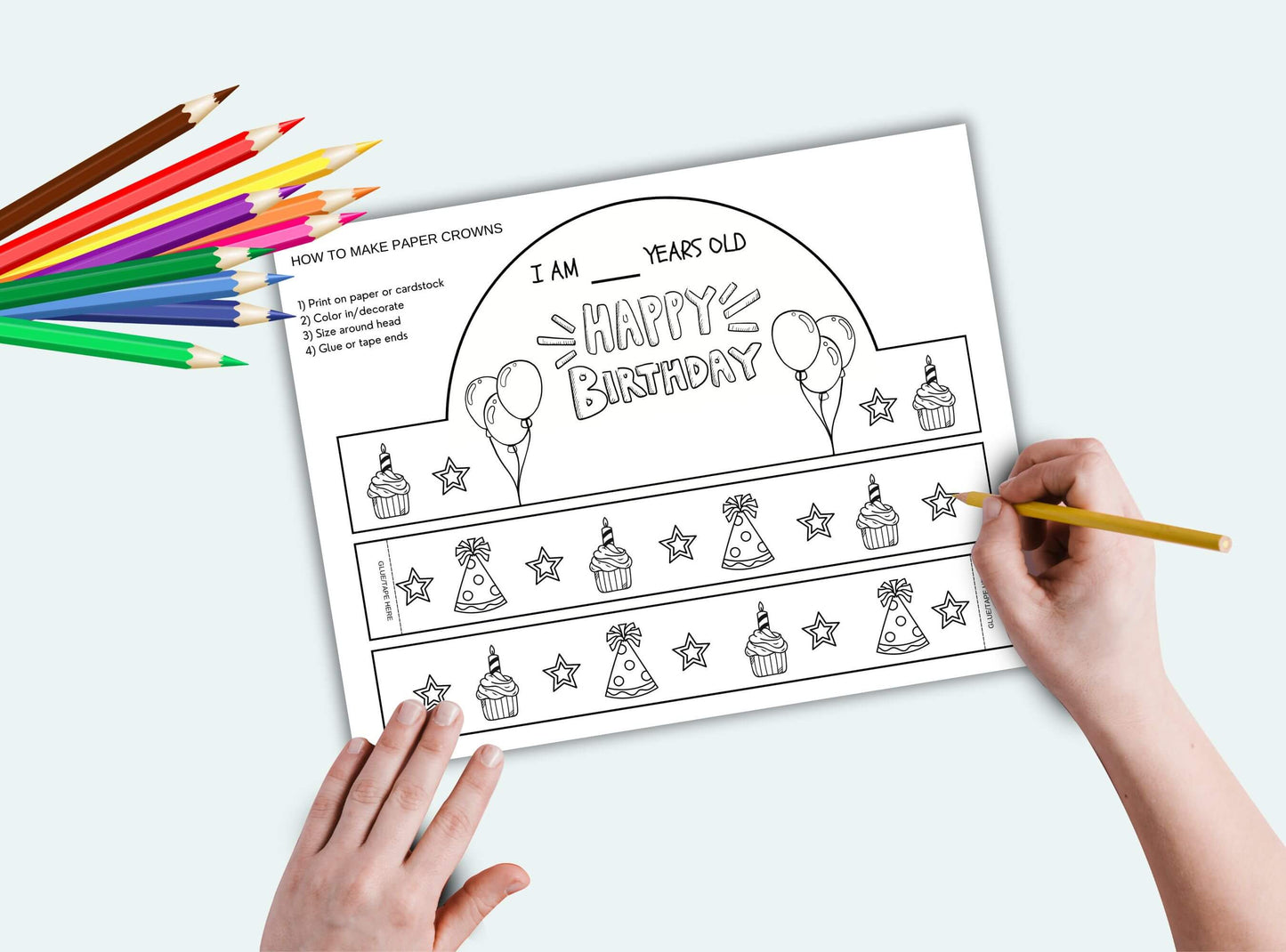 Printable Birthday Paper Crown Bundle