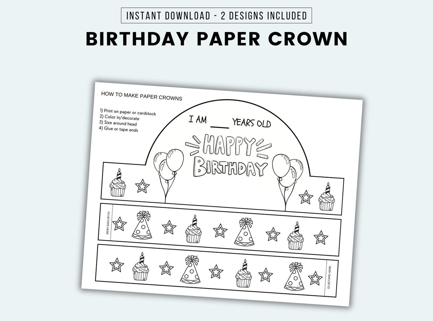 birthday paper crown craft