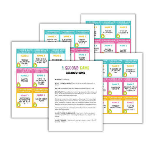 Easter 5 Seconds Party Game - Simplify Create Inspire