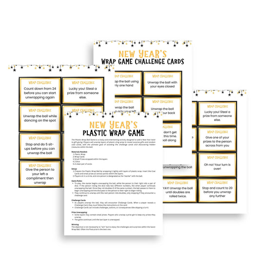 Printable New Years Plastic Wrap Ball Cards