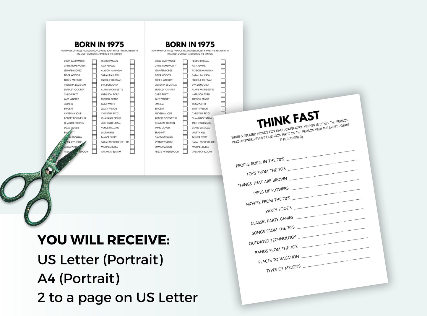 Printable Born In 1975 Party Game Bundle