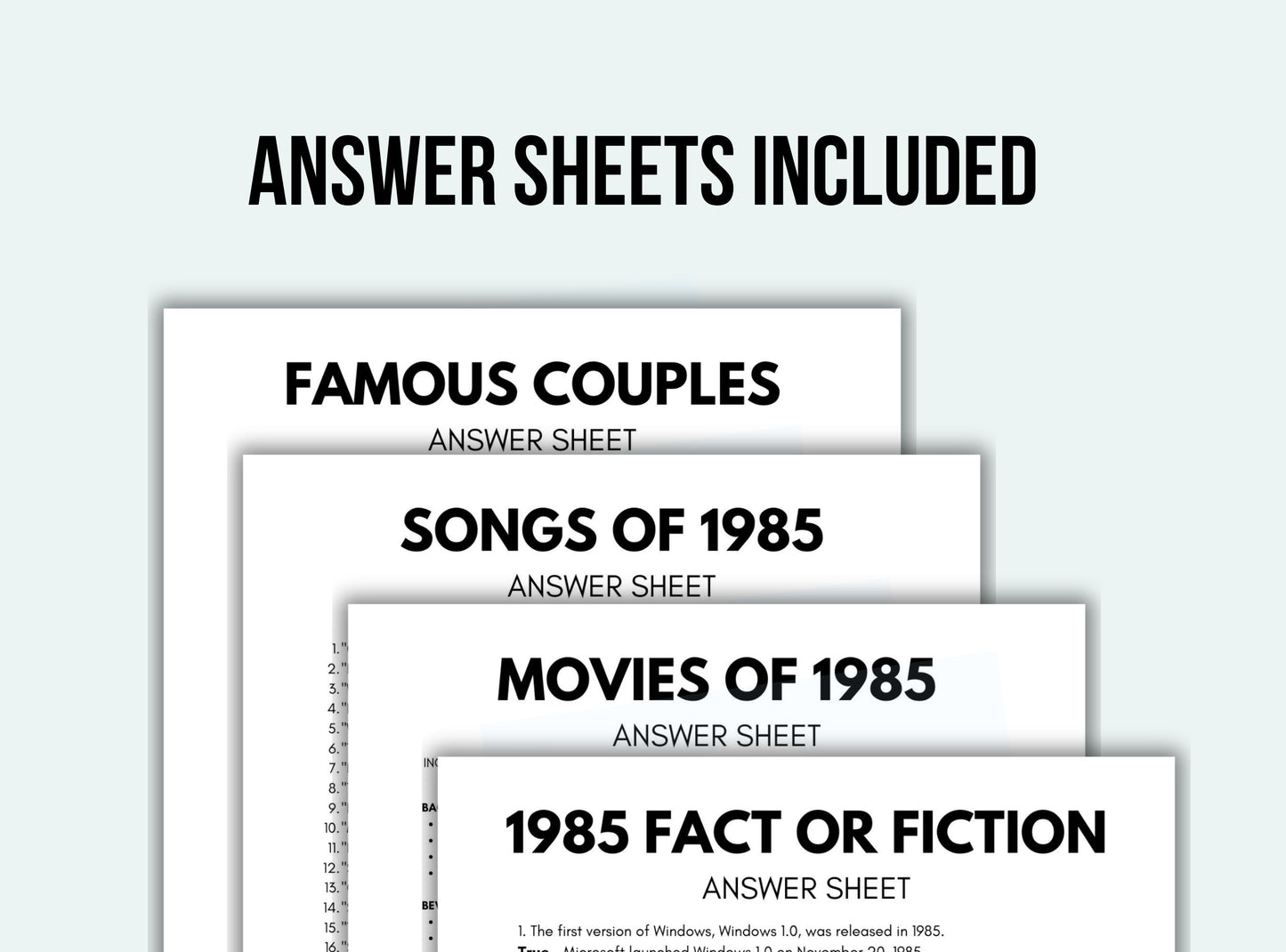 Printable Born In 1985 Party Game Bundle