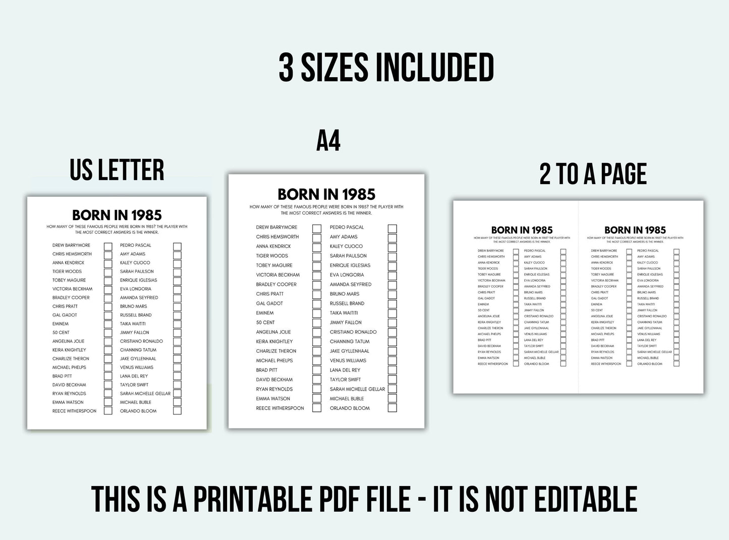Printable Born In 1985 Party Game Bundle