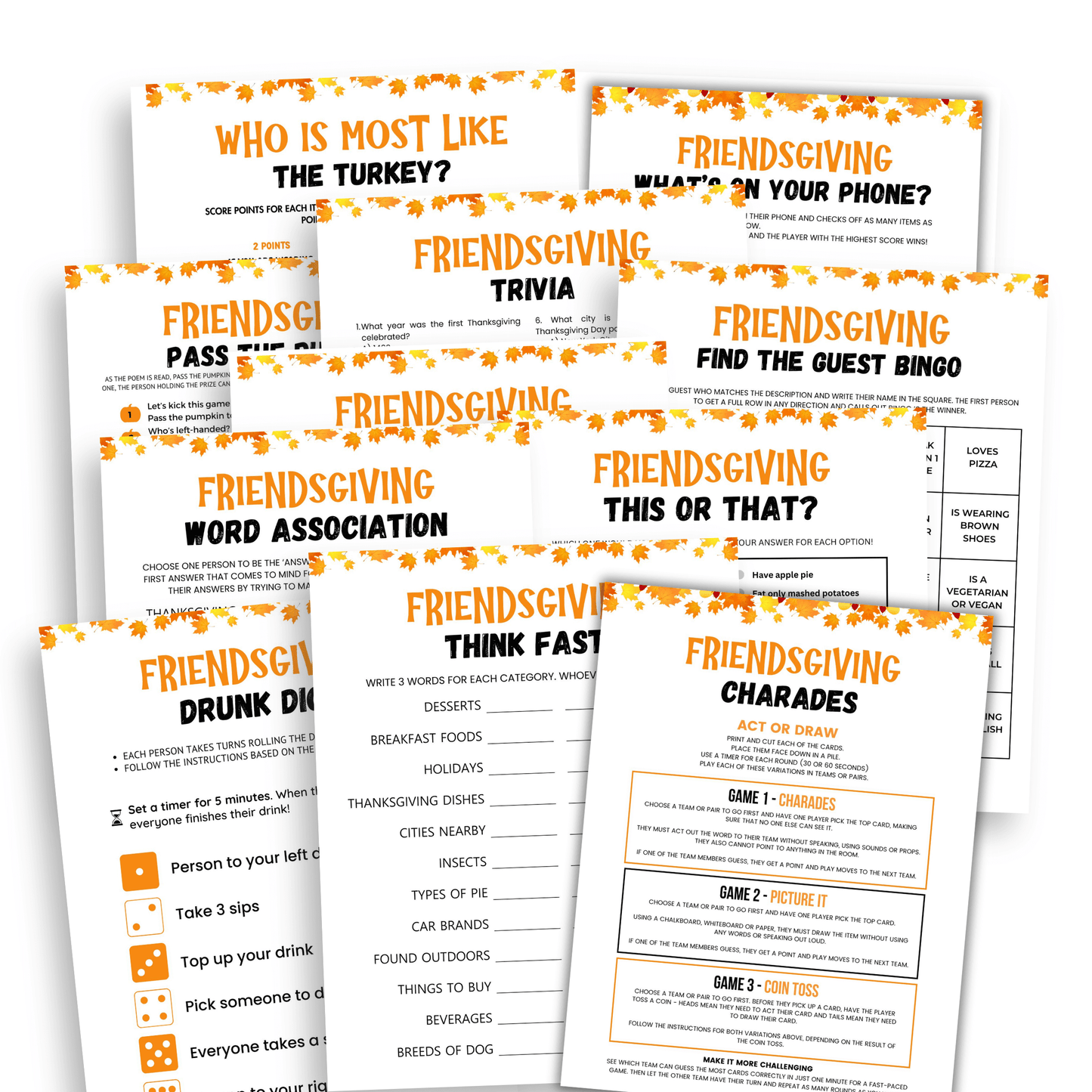 Printable Friendsgiving Party Game Bundle