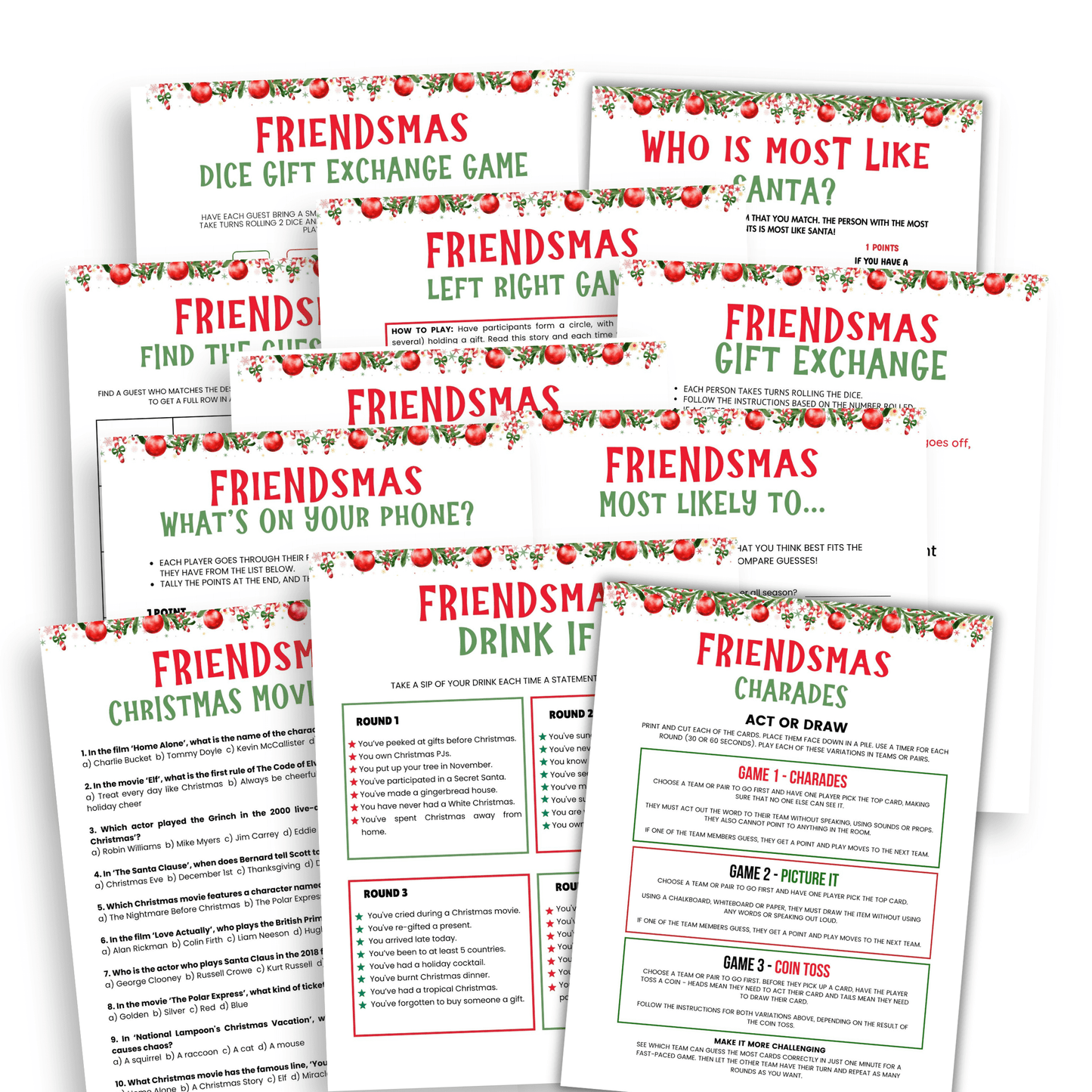 Printable Friendsmas Party Game Bundle
