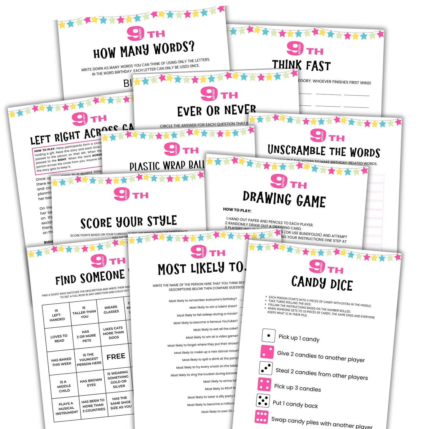 9th Birthday Party Games Bundle