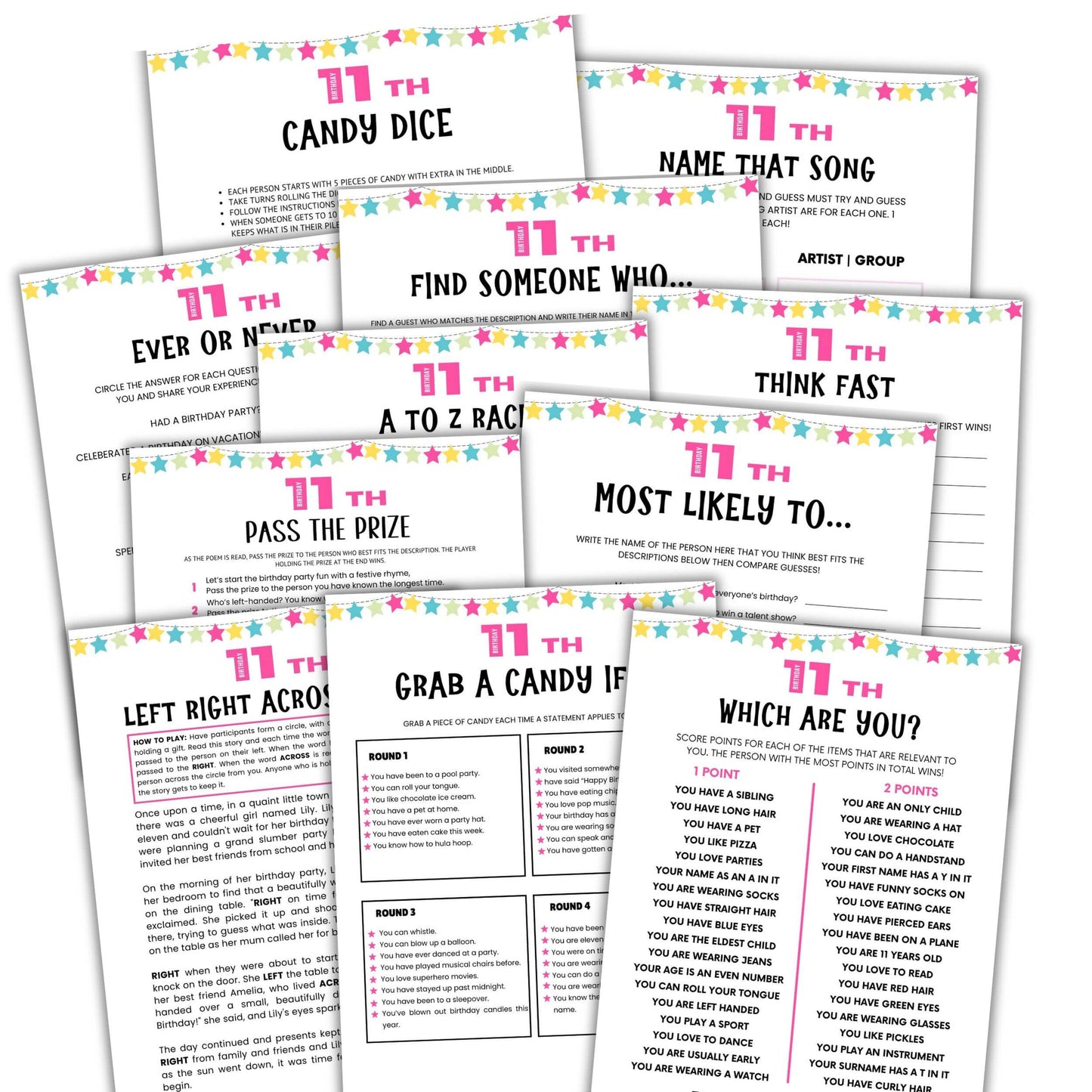11th Birthday Party Games Bundle