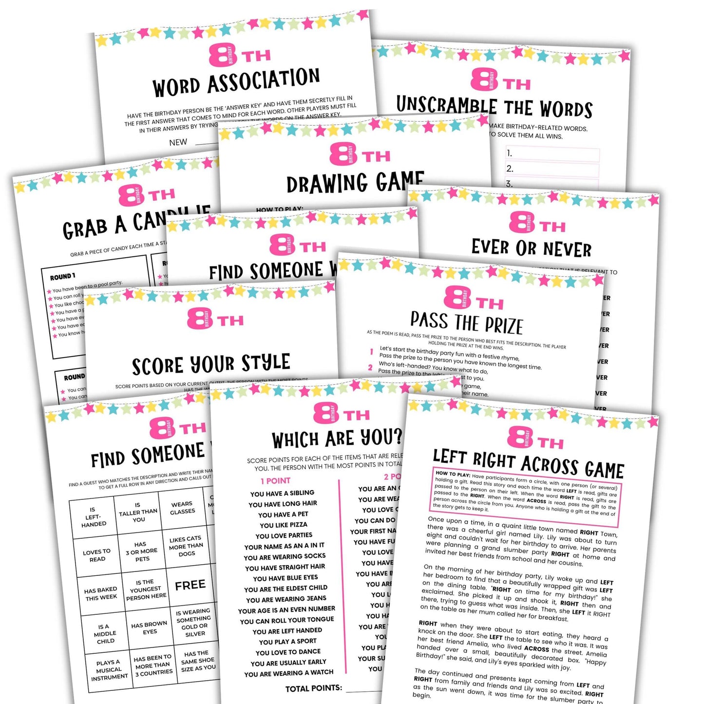 printable 8th birthday party games.