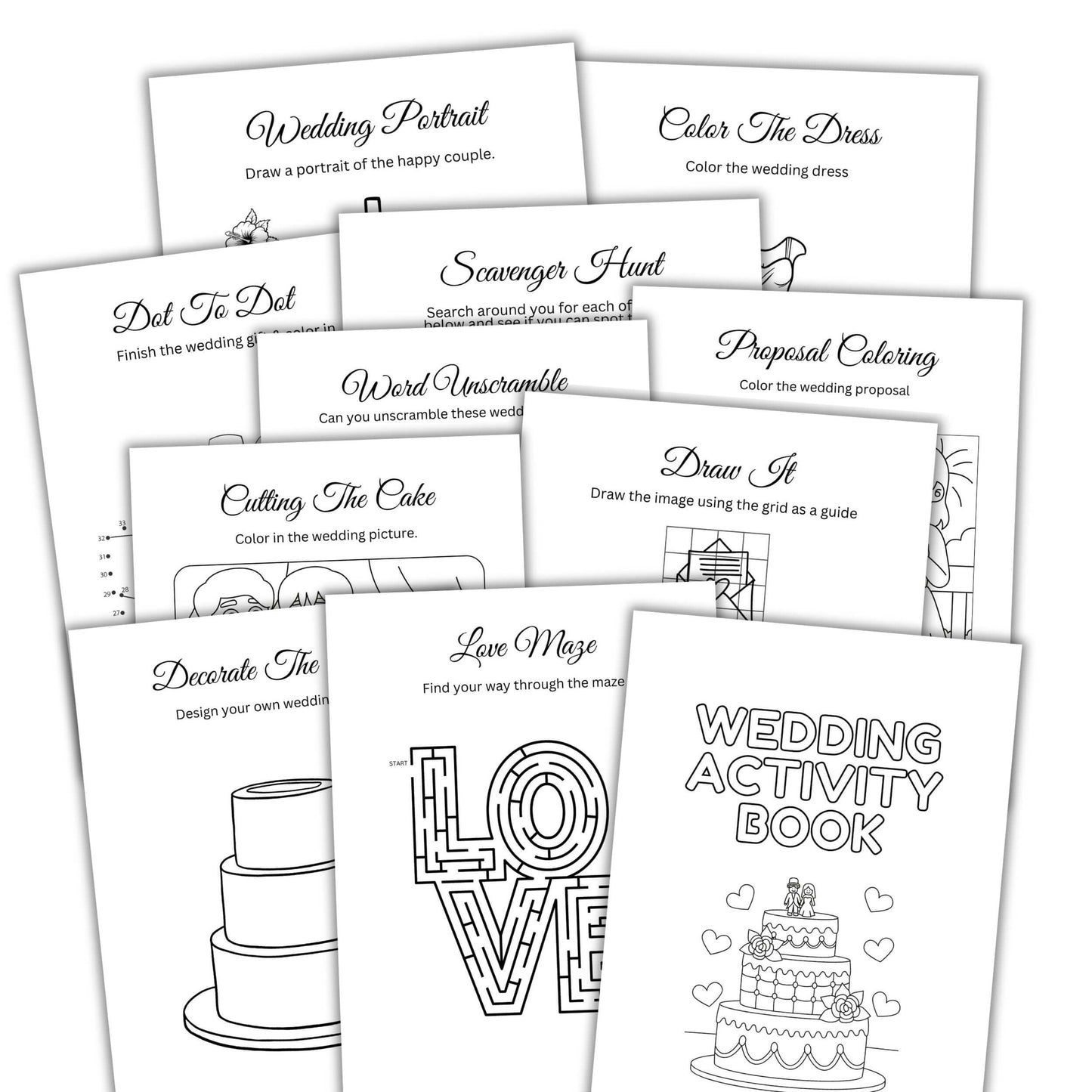 printable wedding activity book.