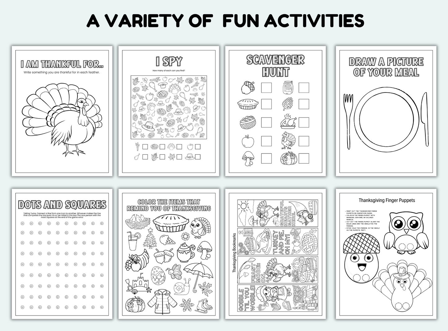 Thanksgiving Activity Book
