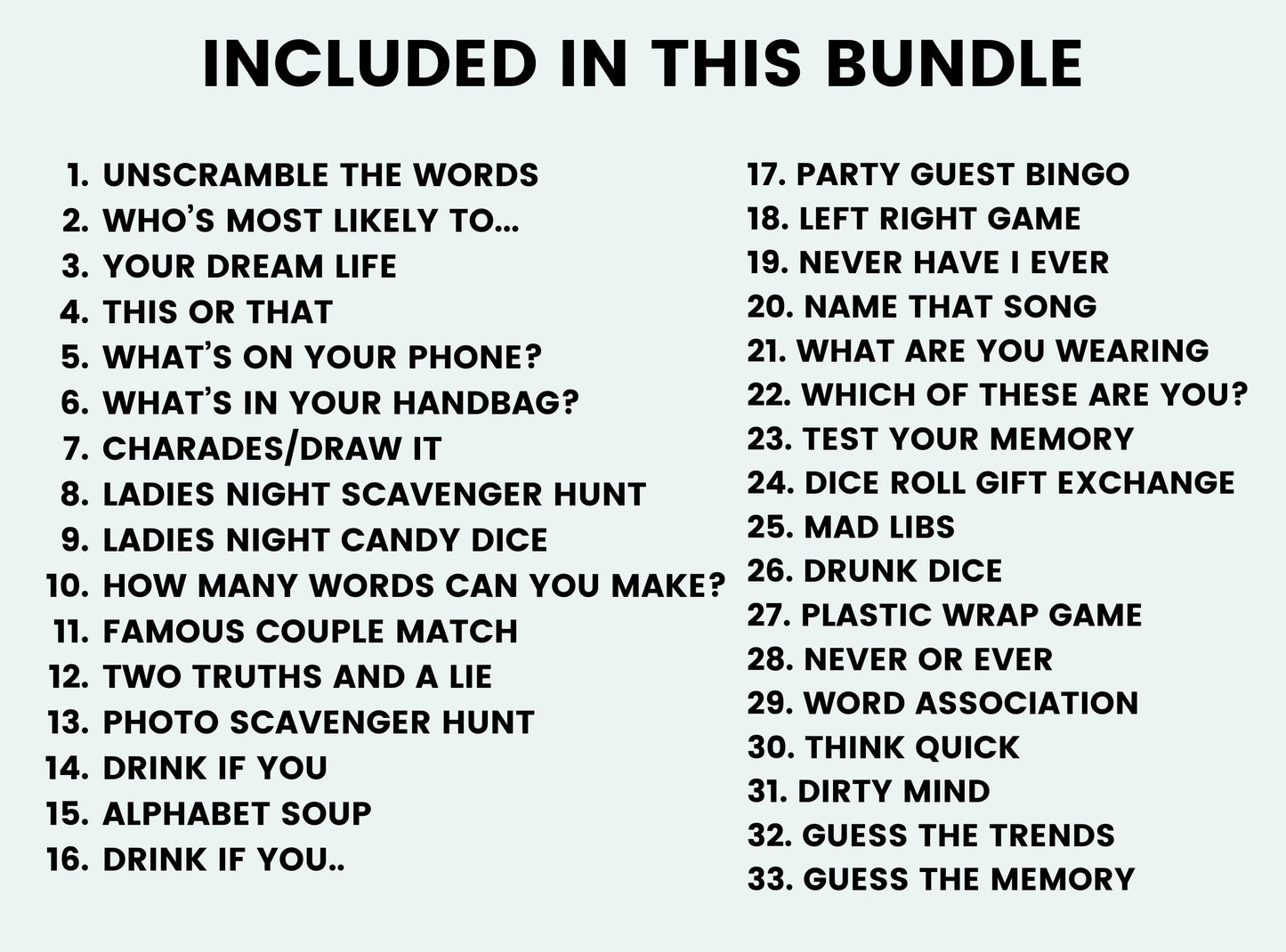 Ladies Night Party Games Bundle