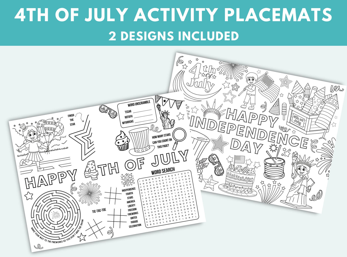 Printable 4th Of July Activity Placemats