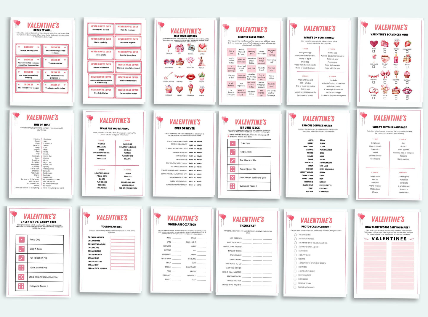 Valentine's Day Party Games Bundle