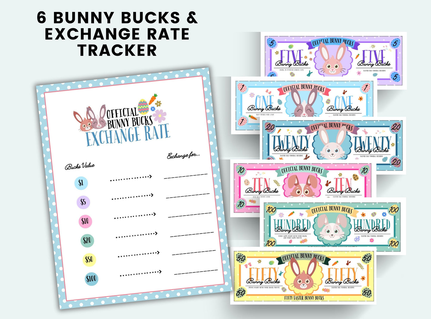 printable Easter Bunny Bucks.