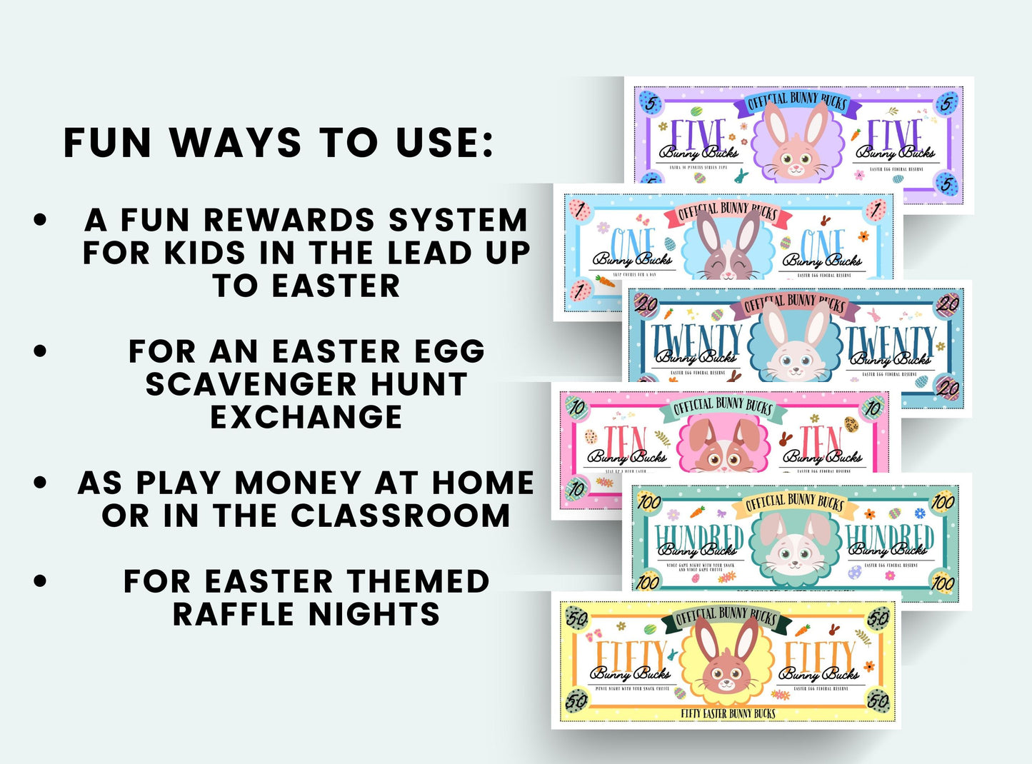 printable Easter Bunny Bucks.
