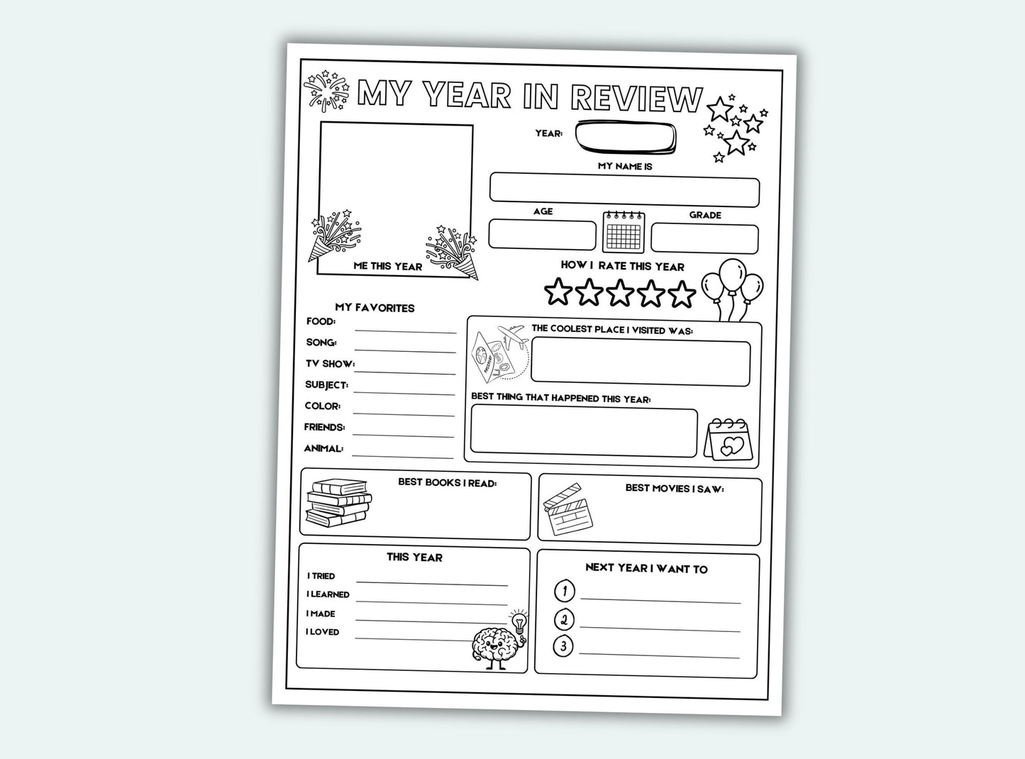New Years Eve Activity Placemats