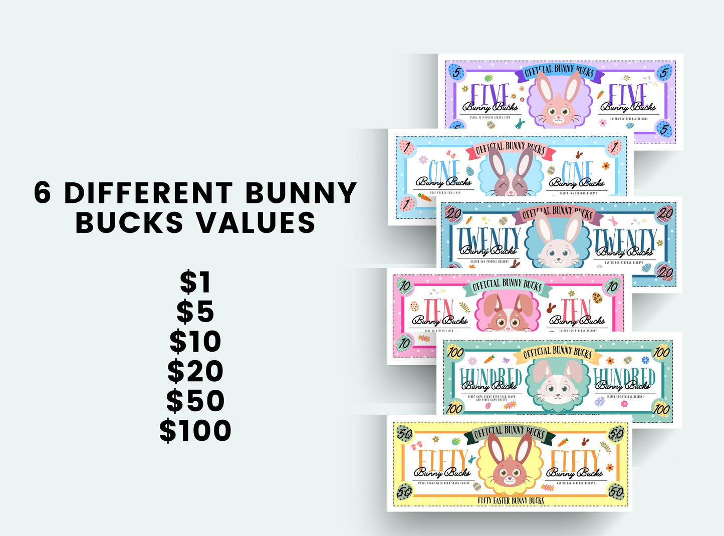 printable Easter Bunny Bucks.