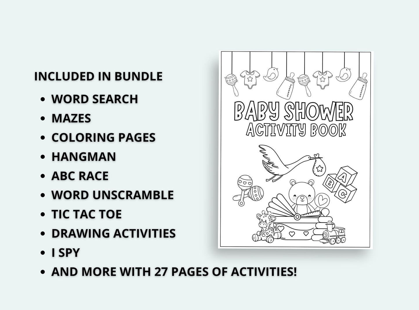 printable Baby Shower Activity Book.