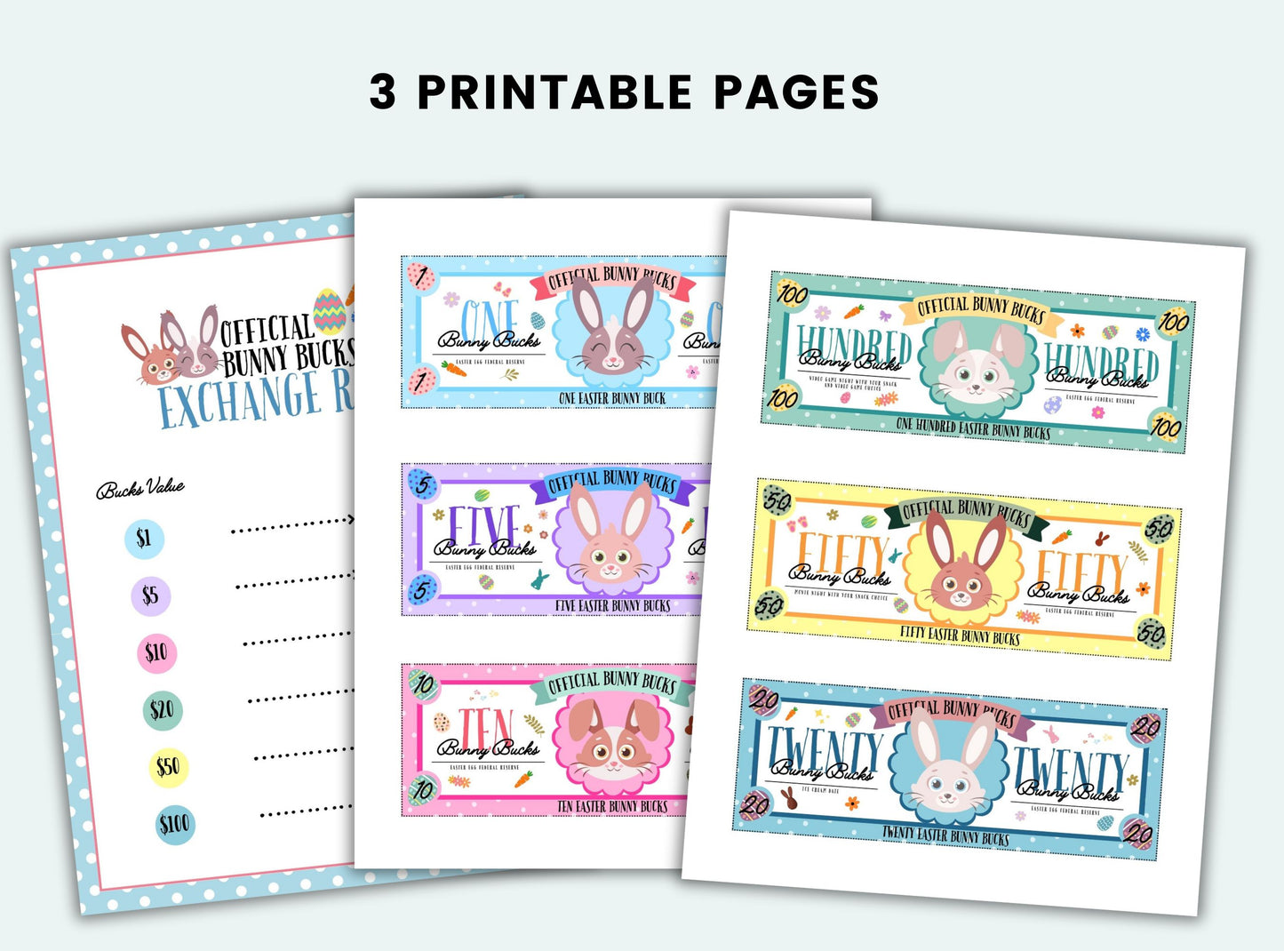 printable Easter Bunny Bucks.