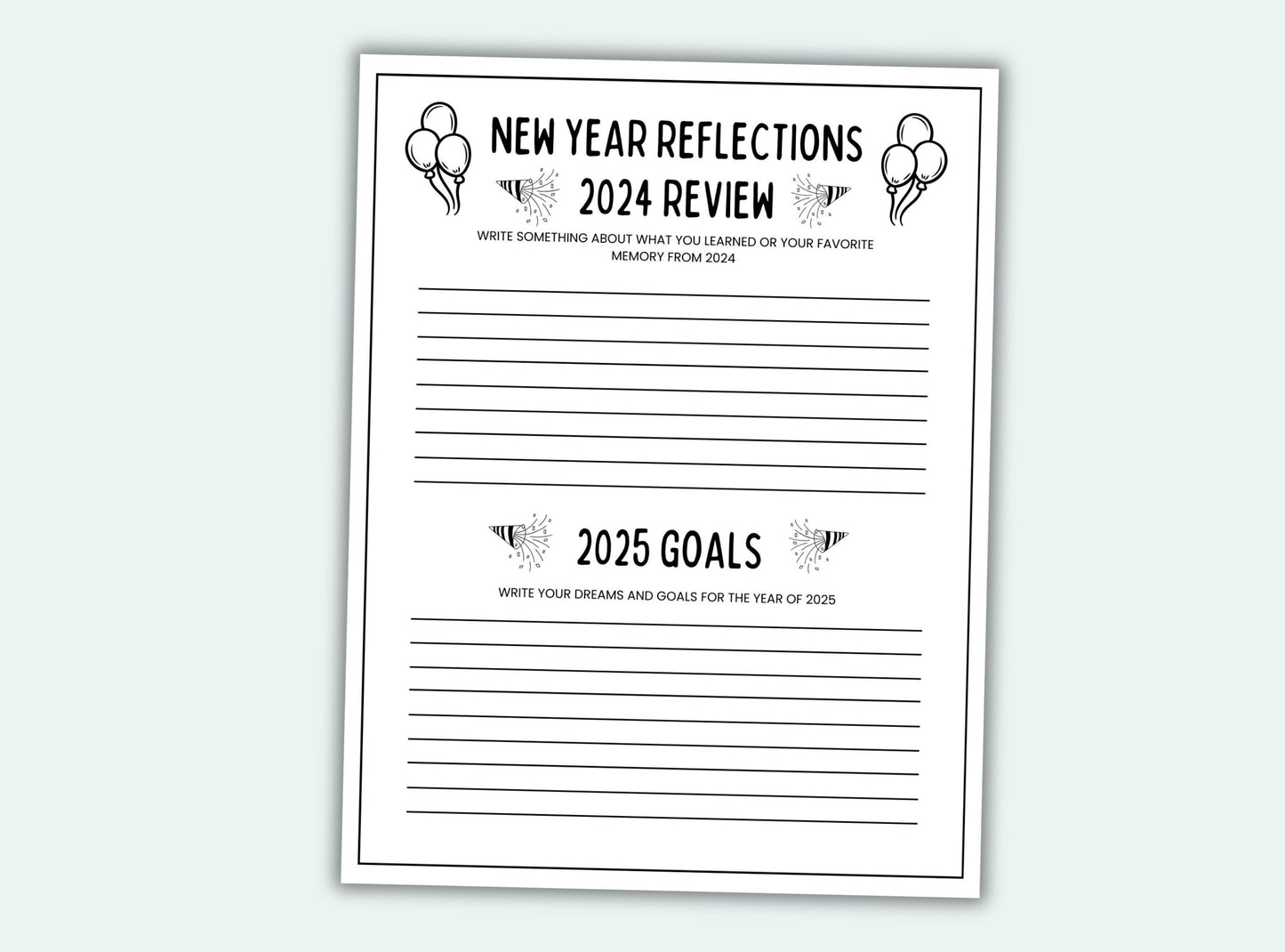 New Years Eve Activity Placemats