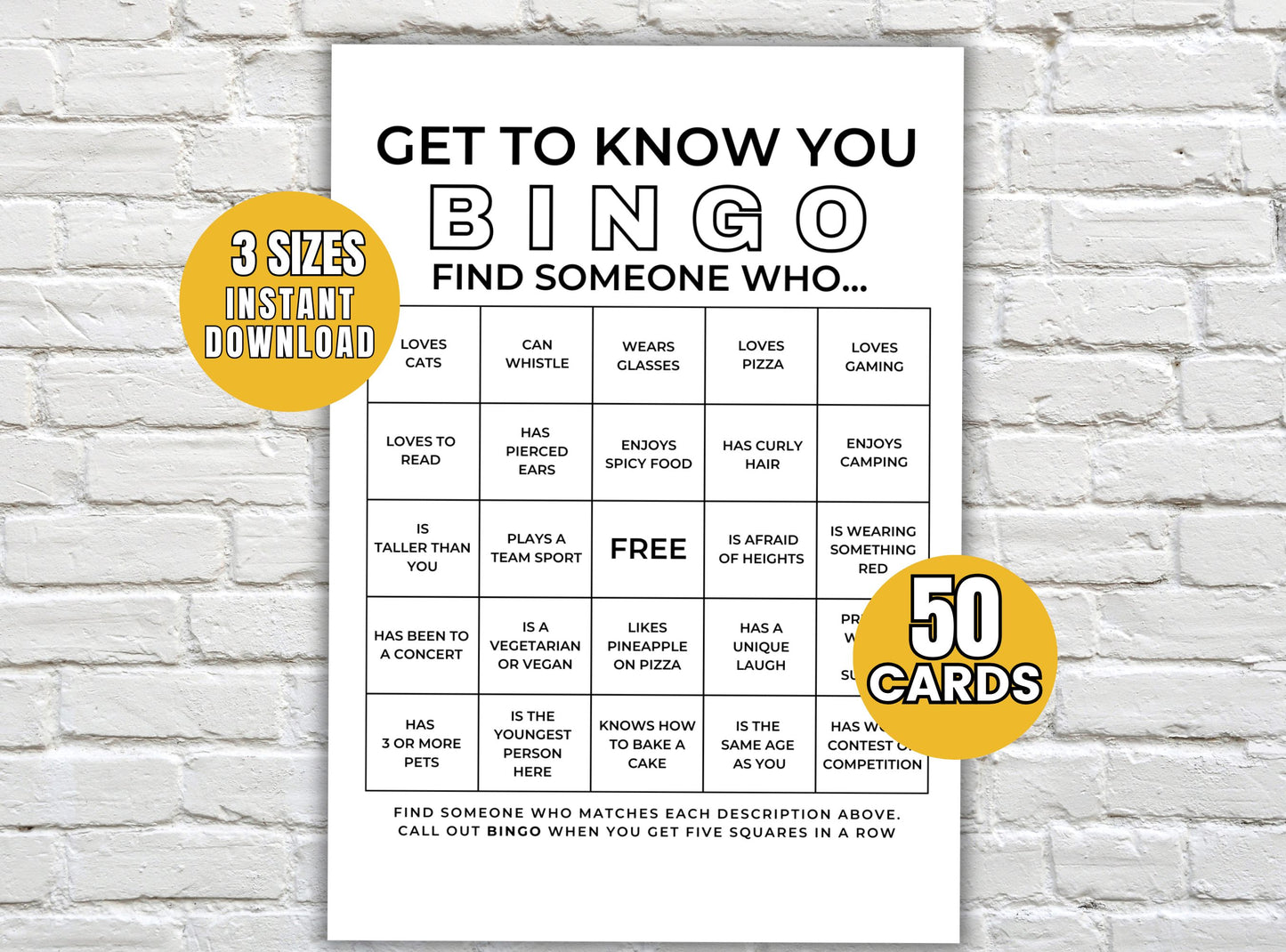 Get To Know You Bingo Cards