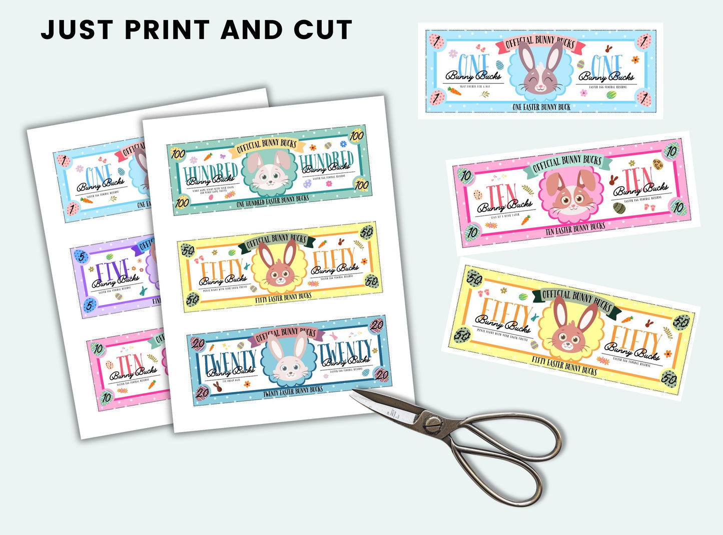 printable Easter Bunny Bucks.