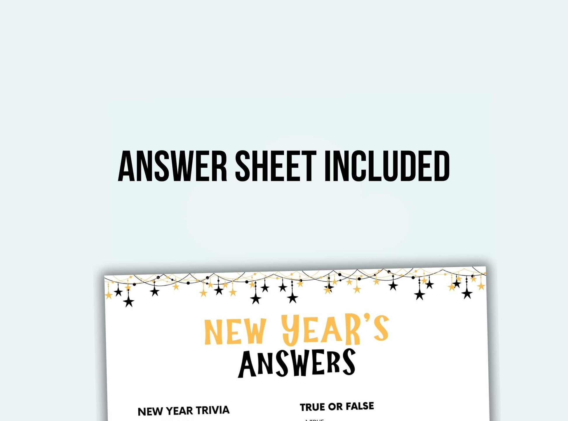 Printable New Year Trivia Game