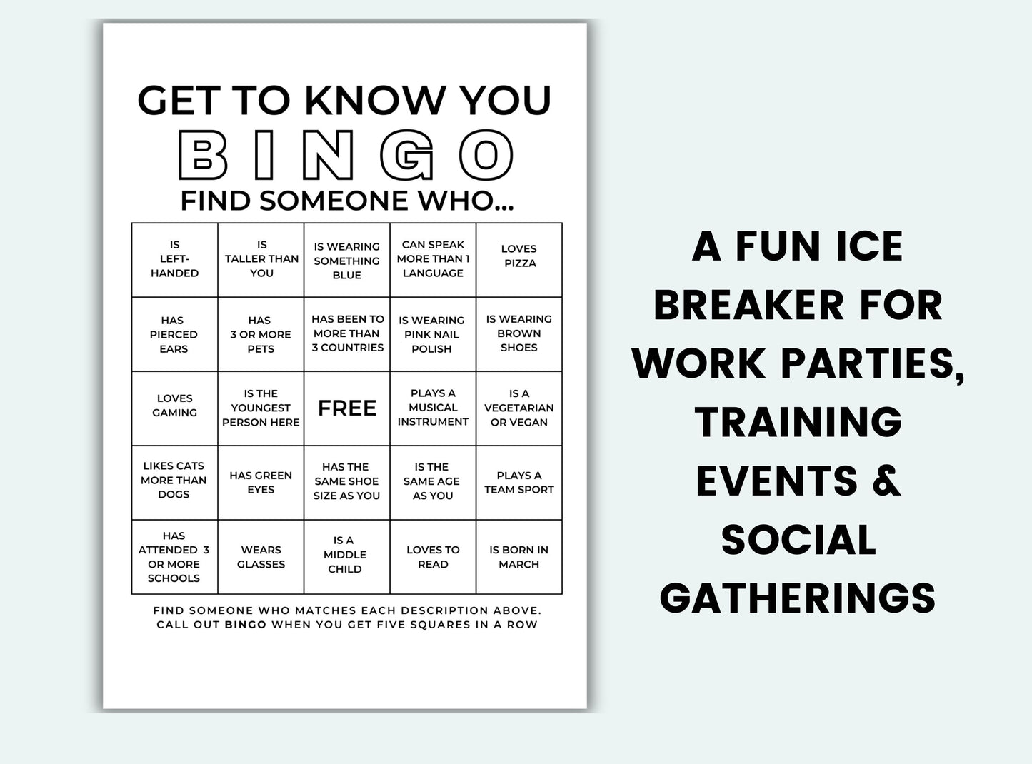 Get To Know You Bingo Cards