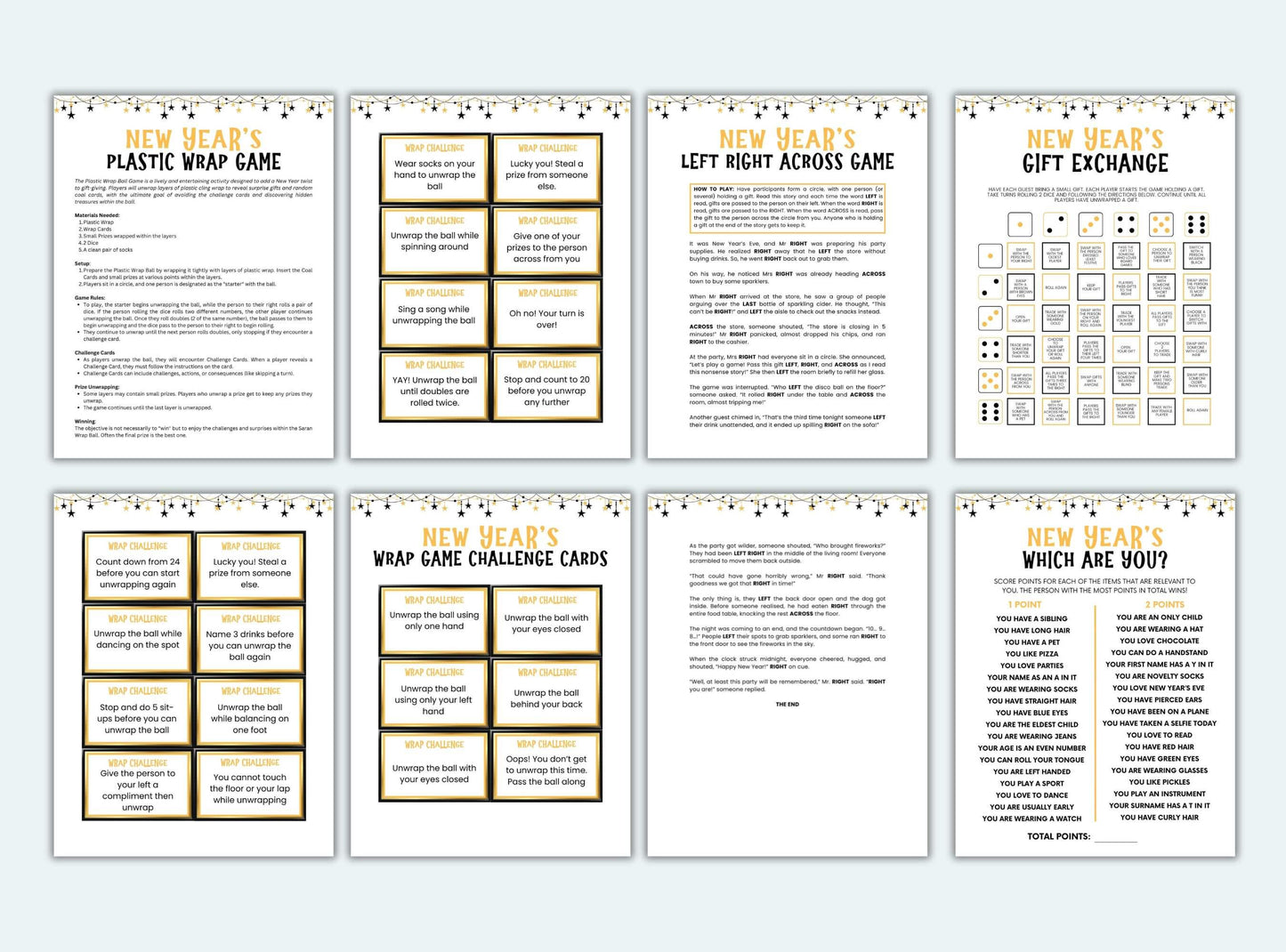 Printable New Years Party Game Bundle