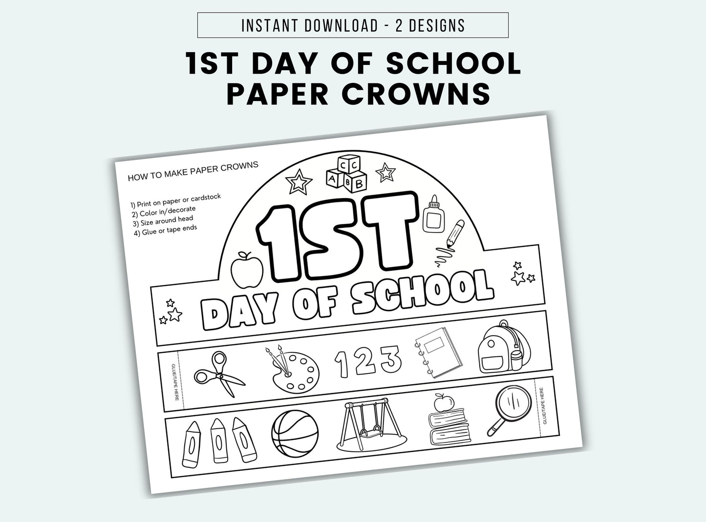 Printable 1st Day of School Paper Crown