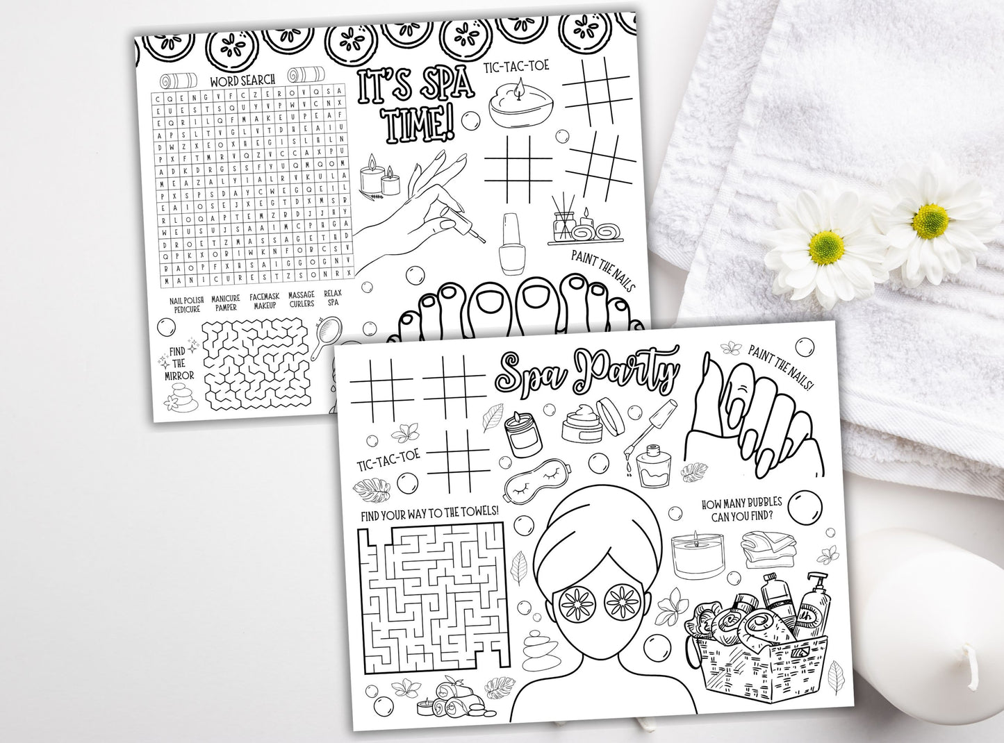 Spa Party Activity Placemats