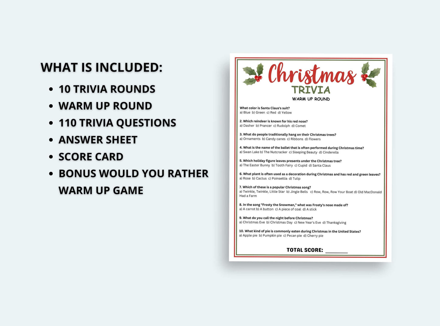Printable Christmas Trivia Game