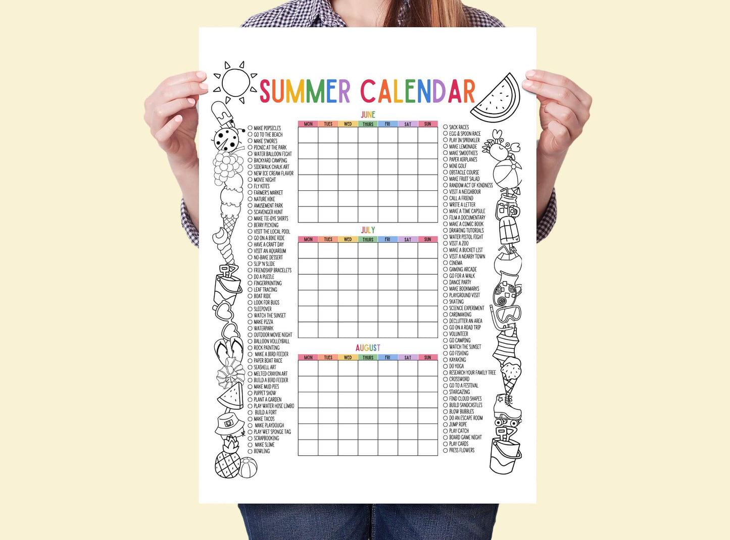 Printable Summer Wall Calendar