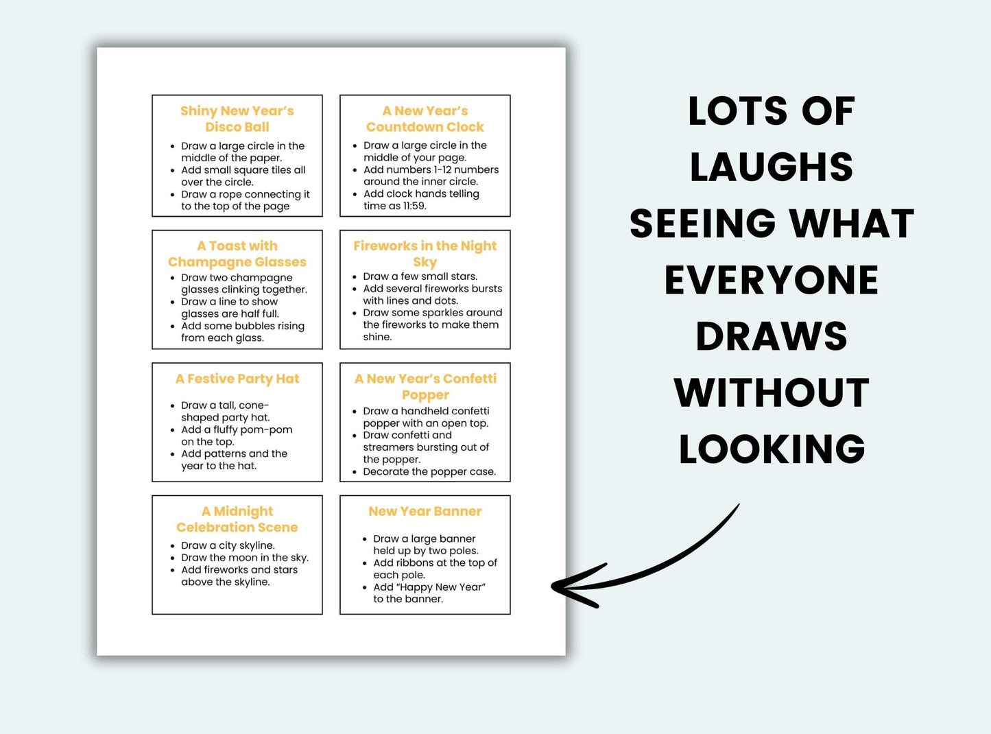 Printable New Years Drawing Game