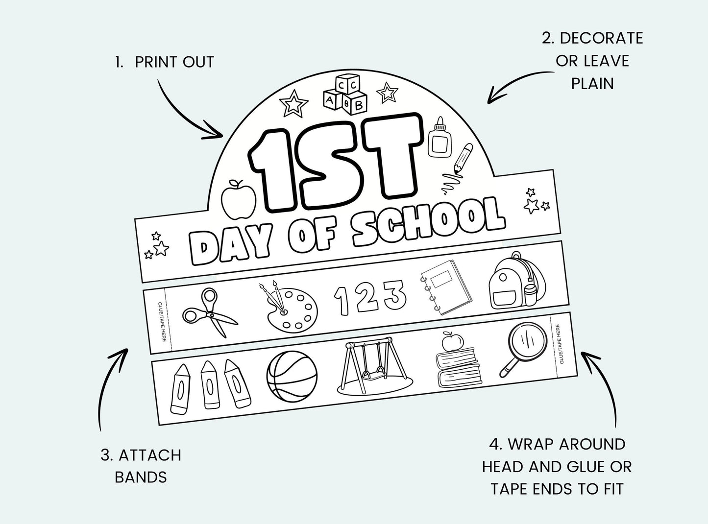 Printable 1st Day of School Paper Crown