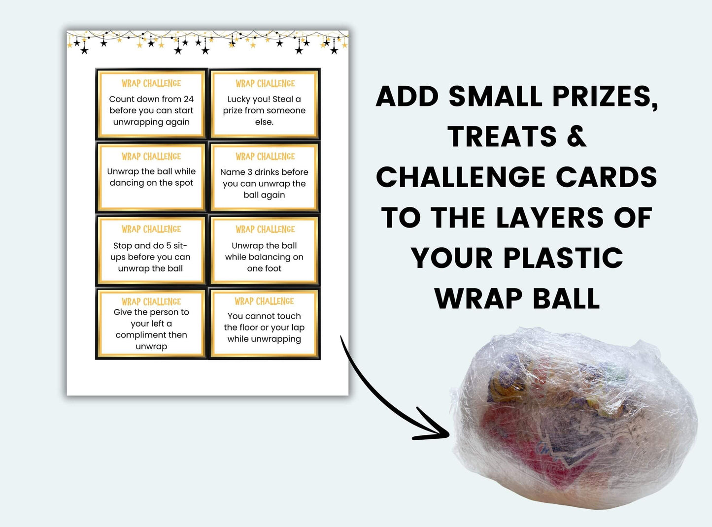 Printable New Years Plastic Wrap Ball Cards