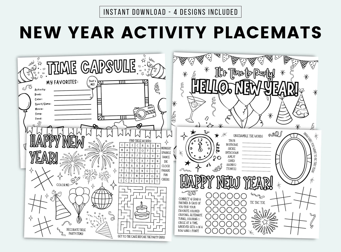 New Years Eve Activity Placemats
