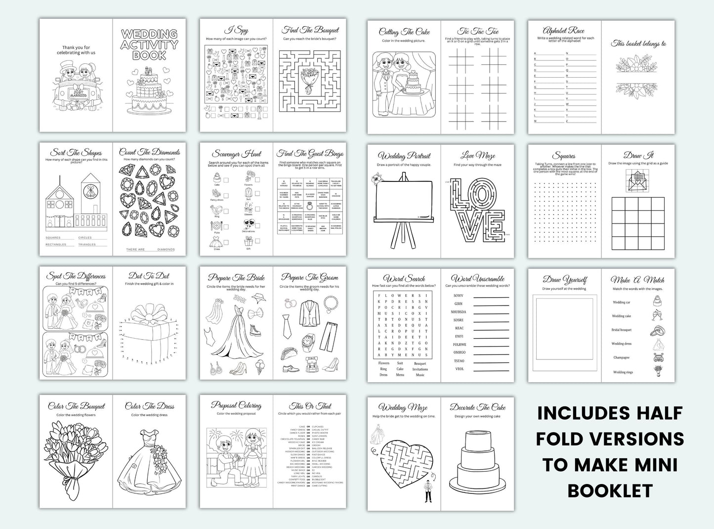 printable wedding activity book.