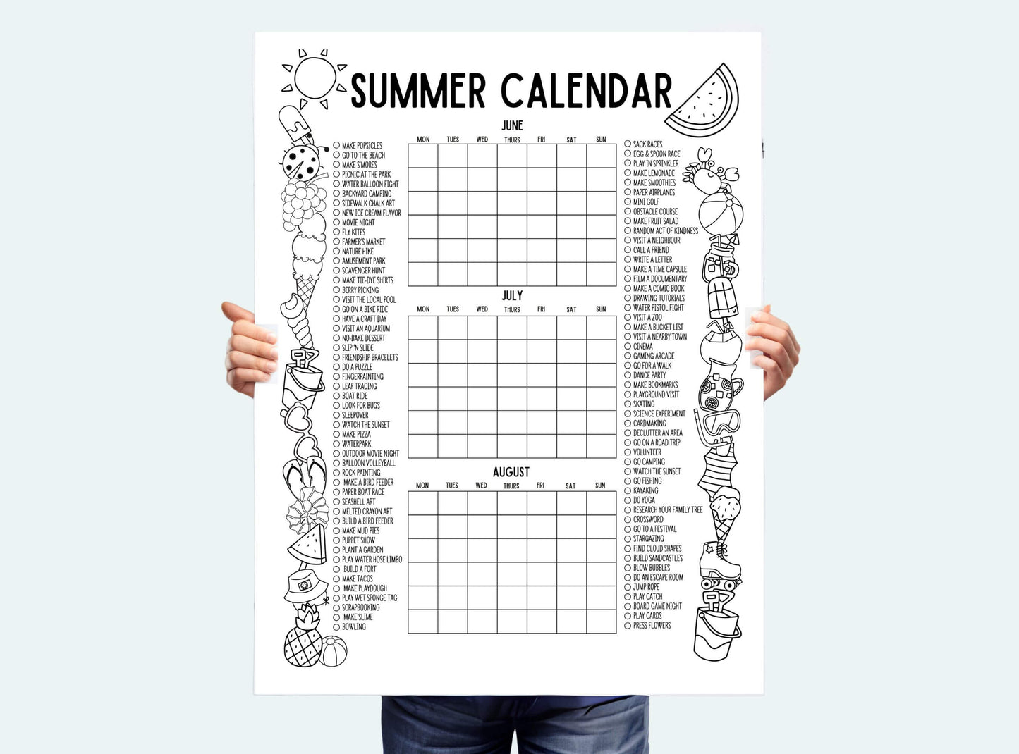 Printable Summer Wall Calendar
