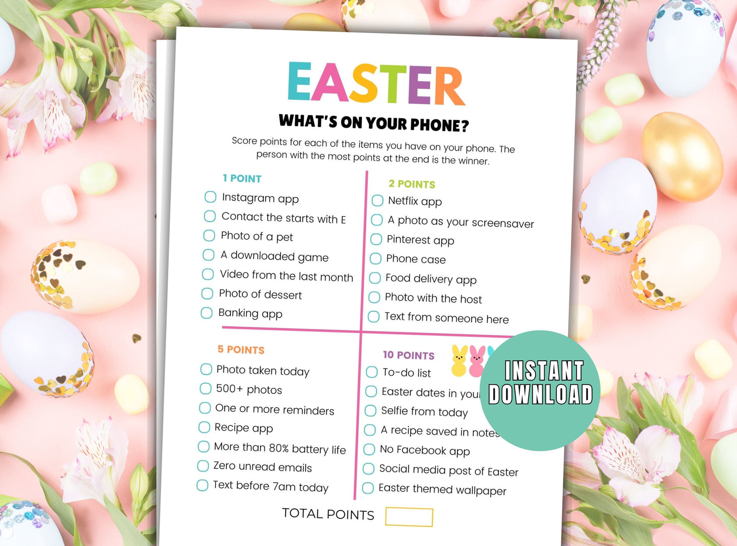 what's on your phone easter game.
