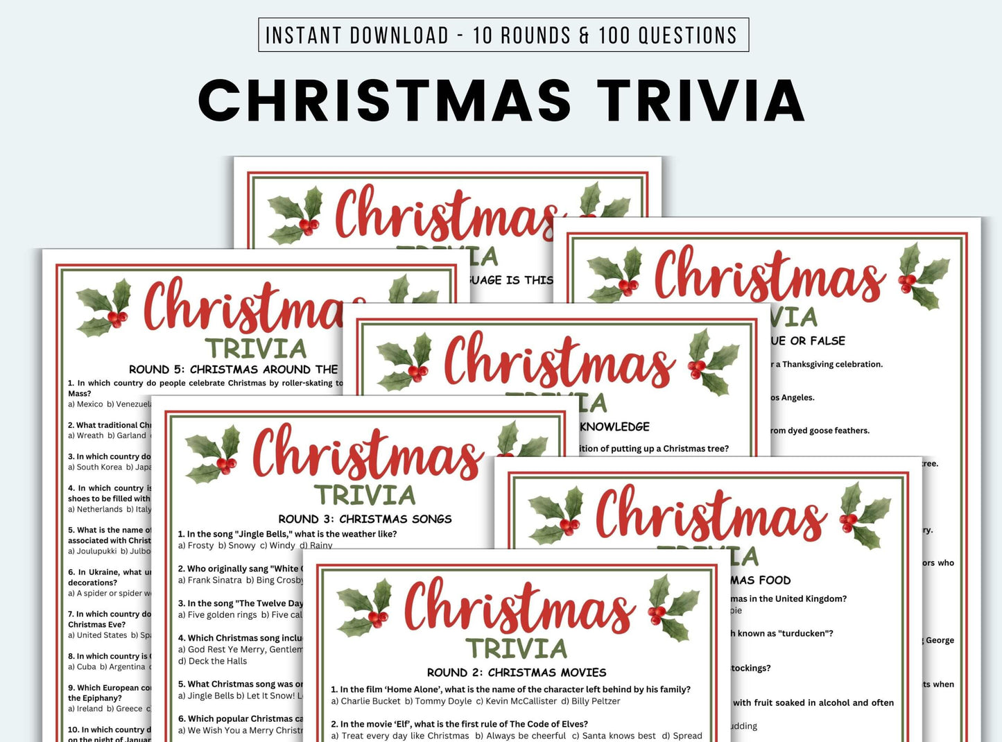 Printable Christmas Trivia Game