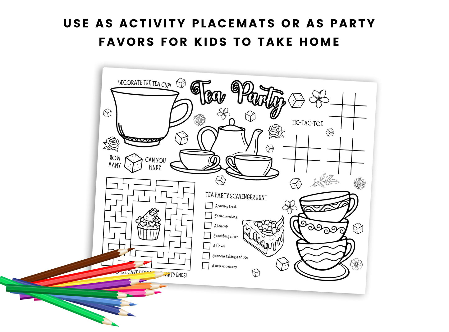 Tea Party Activity Placemats