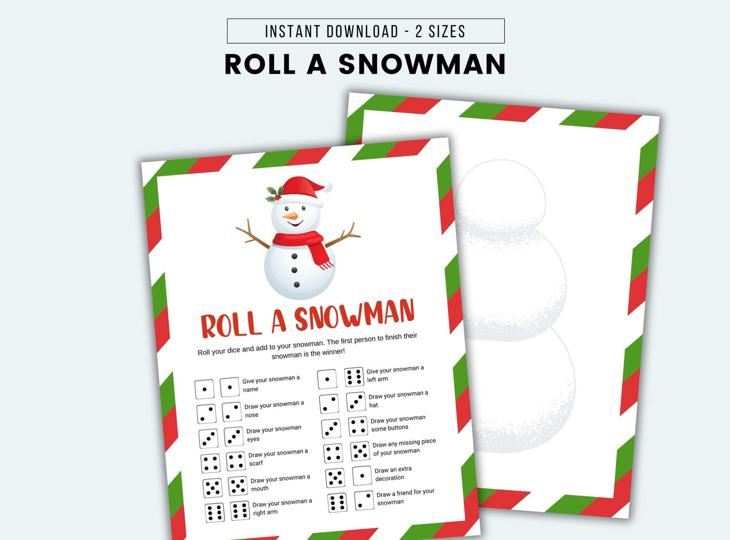 Christmas Roll A Snowman Dice Game