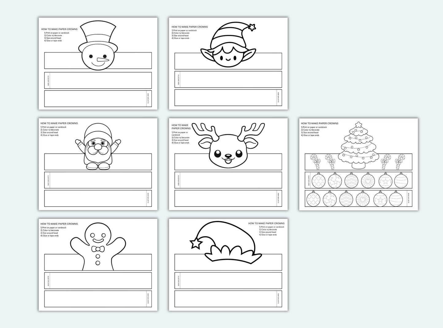 Printable Christmas Paper Crown Bundle
