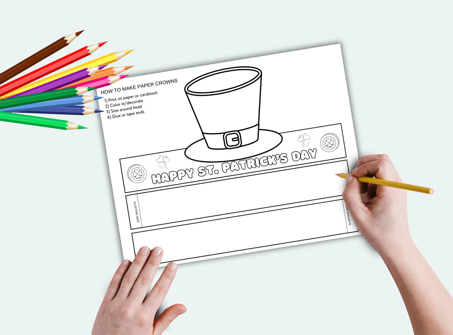 Printable St. Patrick's Day Paper Crowns